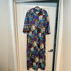 RARE Vintage Andrade Honolulu Hawaiian Floral Maxi Dress Size 16 Womens Plus EUC